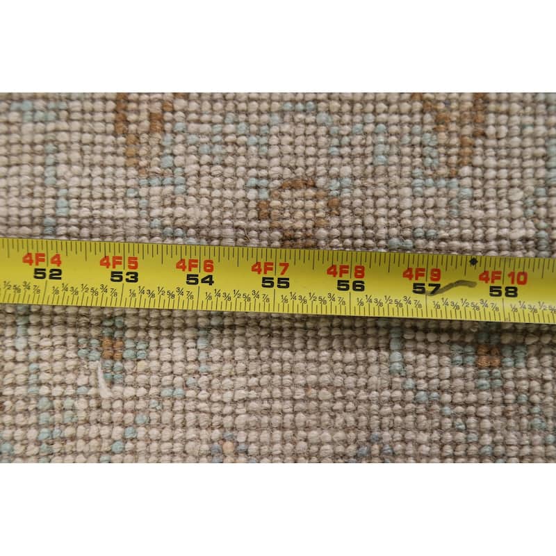 Hand Knotted Oriental 100% Wool Carpet Transitional Geometric Peach Oushak Area Rug - 2' 10'' X 1' 11''