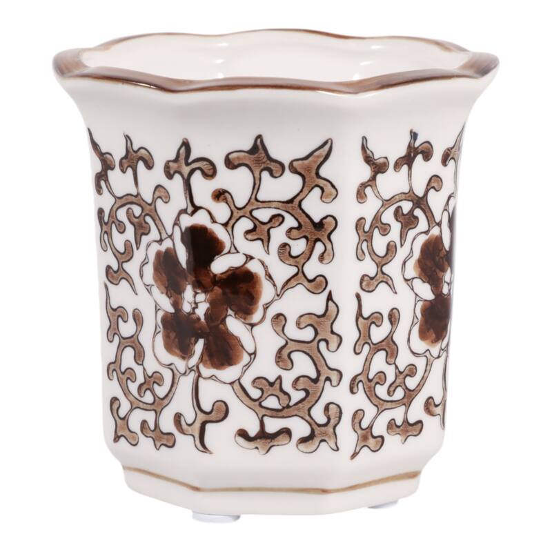 Modern Chinoiserie Ceramic Candle - Plumeria Scented - 4.0"