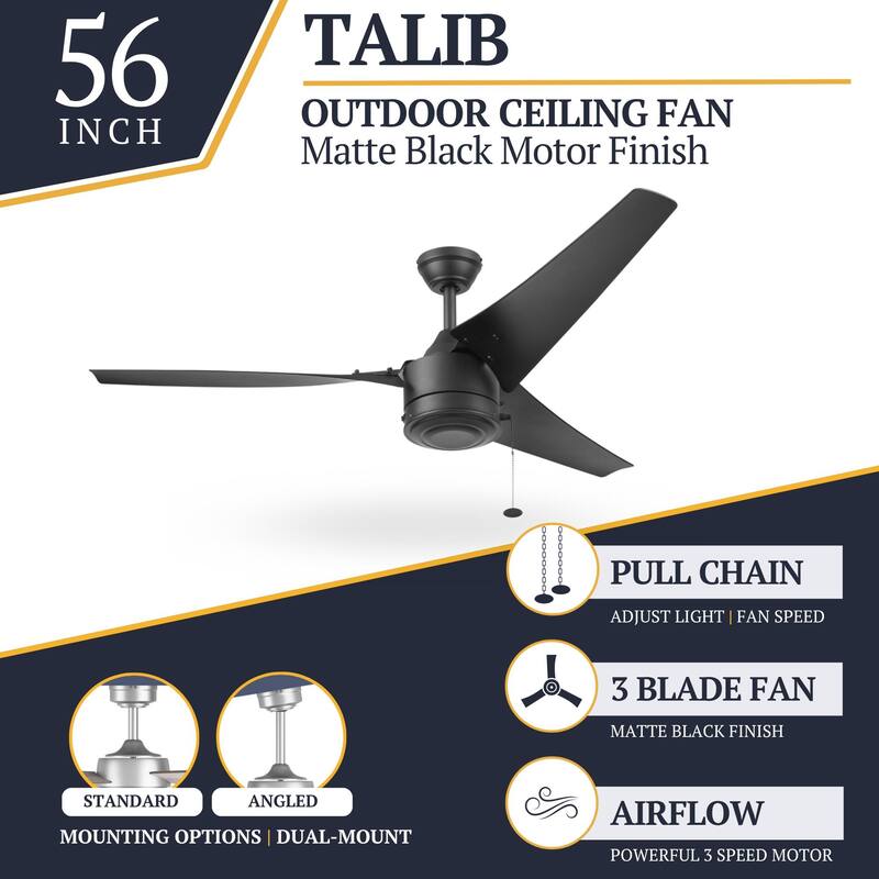 56" Prominence Home Talib Indoor/Outdoor Ceiling Fan, Wet Rated