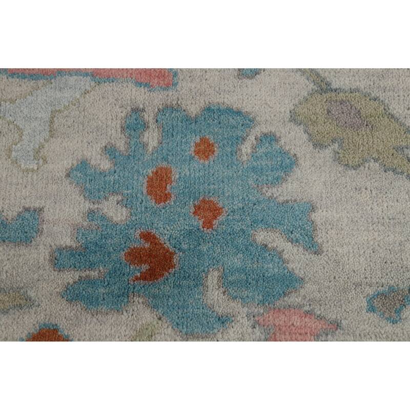 All-Over Grays Oushak Indian Area Rug Hand-Knotted Wool Carpet - 7'11" x 9'11"