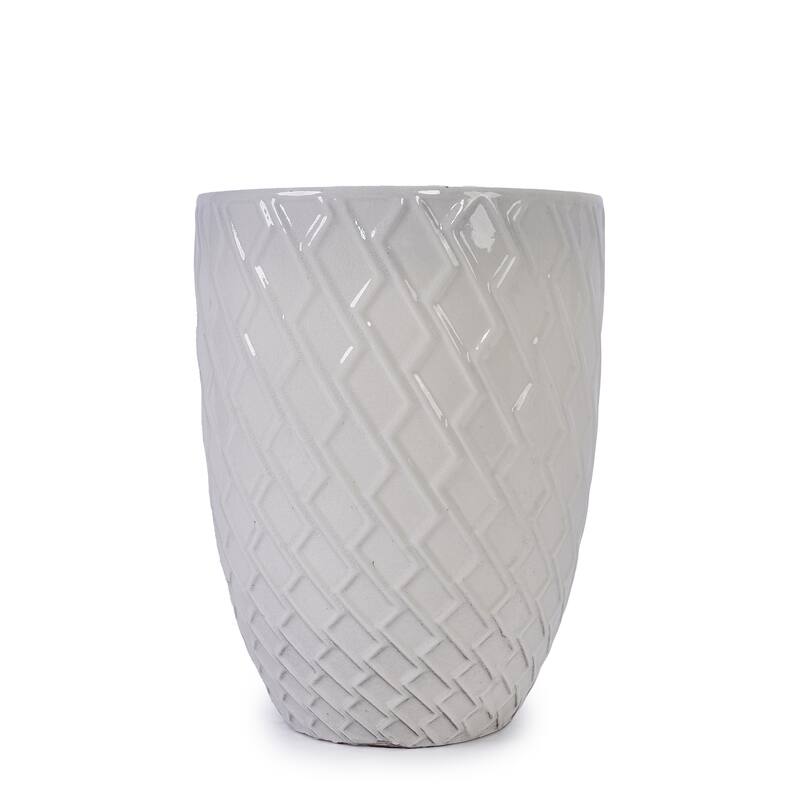 Handmade White Ceramic Planter Pot 16.54" W x 21.26" H, Large Indoor Outdoor Flower Pot for Potted Plants