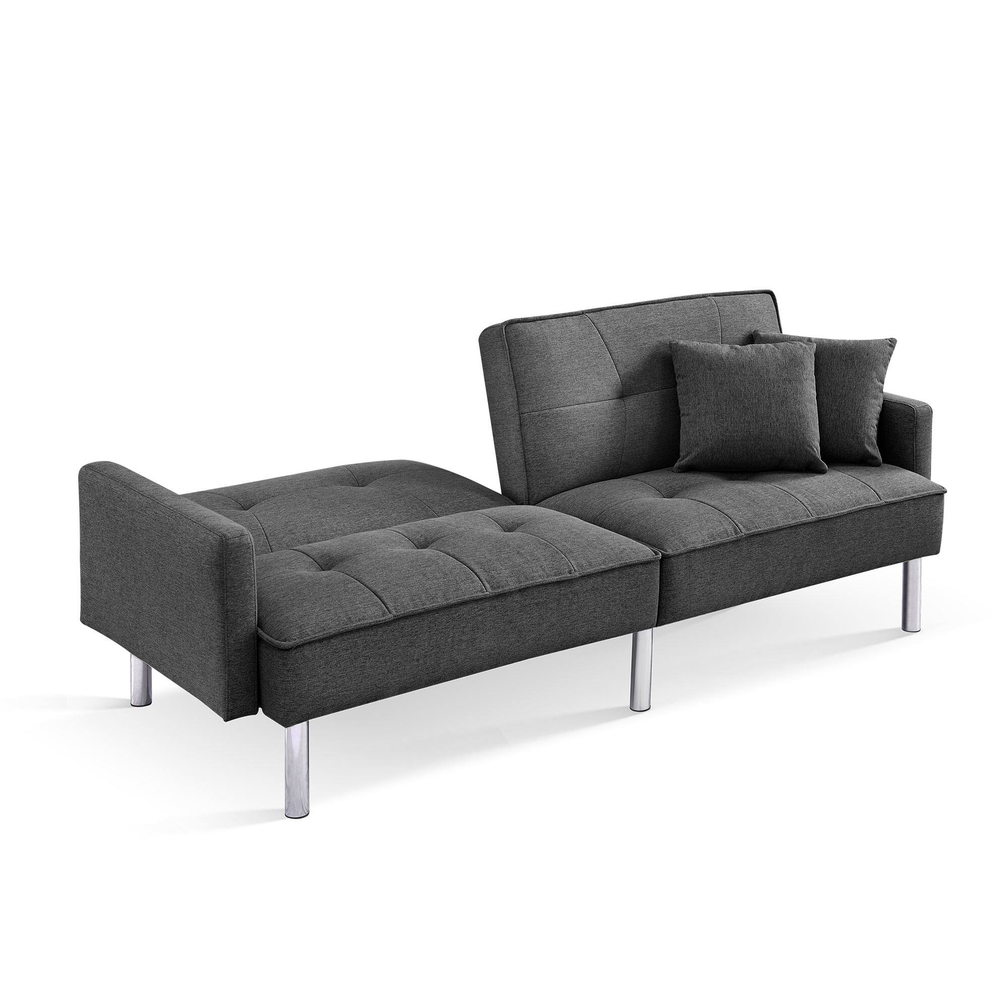 84.6 Inches Extra Long Futon Adjustable Sofa Bed, Modern Tufted Fabric