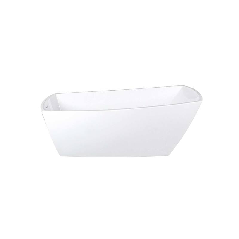 Peter Soaking Single Slipper Rectangular Bathtub in Glossy White - Glossy White with Brushed Nickel Trim - 27"