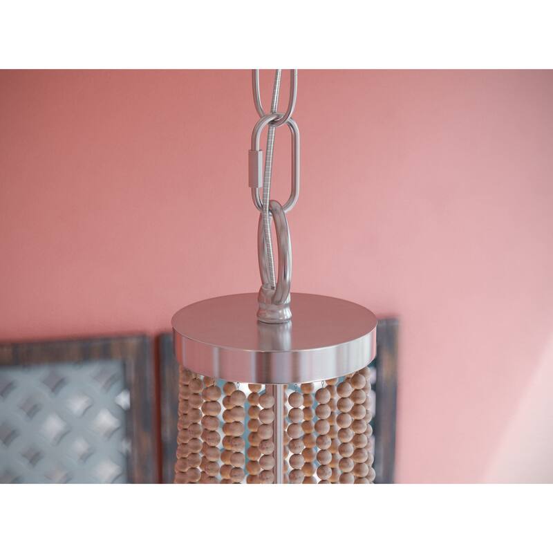 Kenroy Home Dumas 5-Light Wood Bead Chandelier - Weathered White