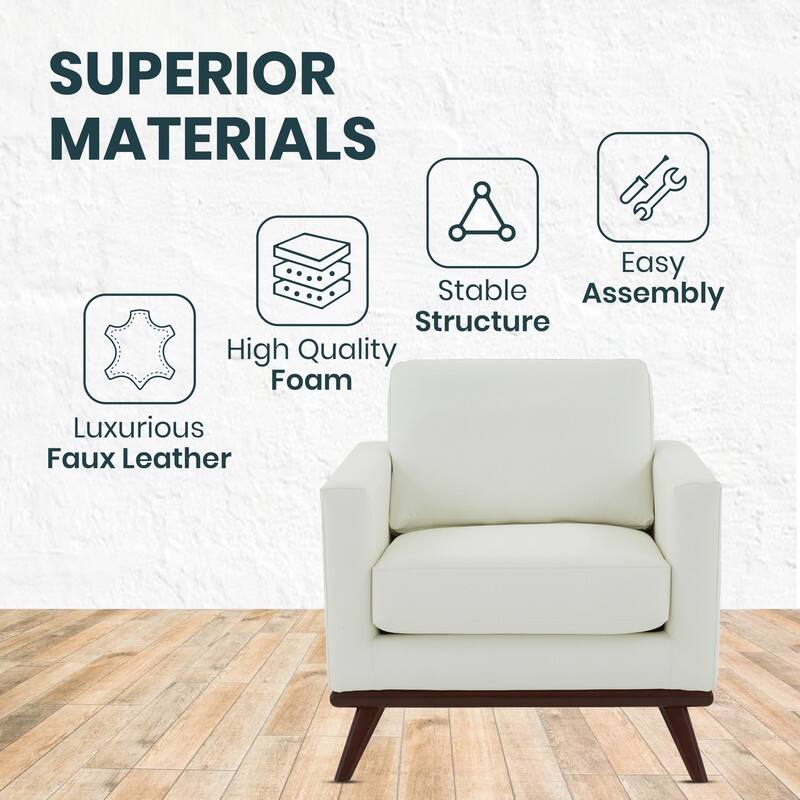 Chester Modern Sofa Leather Or Mesh Accent Side Armchair with Birch Wood Frame Couch for Living Room Bedroom Lounge - 33.46