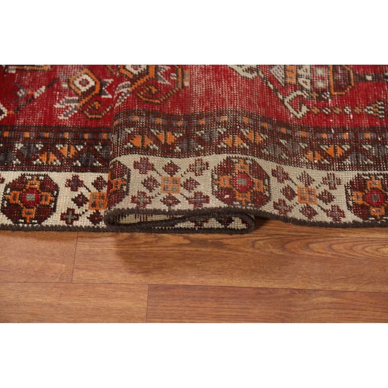 Geometric Balouch Persian Rug Hand-Knotted Traditional Wool Carpet - 3'7" x 6'6"