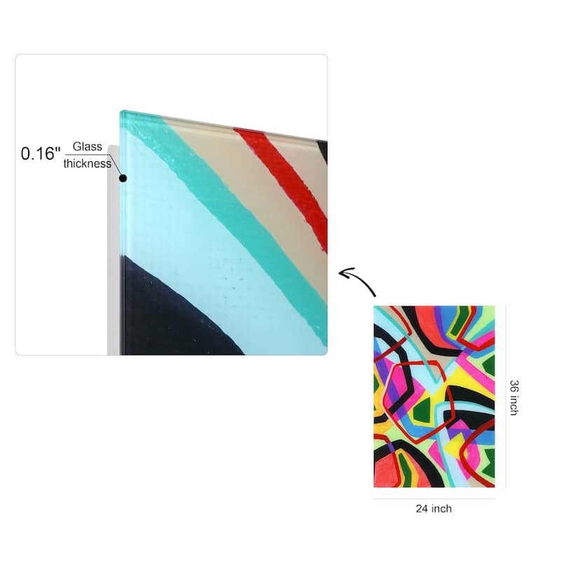 "Bold Shape Shift II" Frameless Free-Floating Reverse Printed Tempered Art Glass