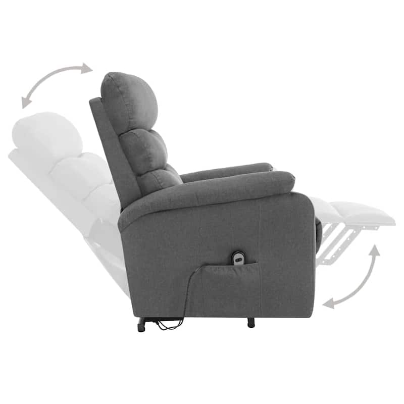 vidaXL Power Lift Massage Recliner Light Gray Fabric - 28.7" x 35.6" x 40.4"