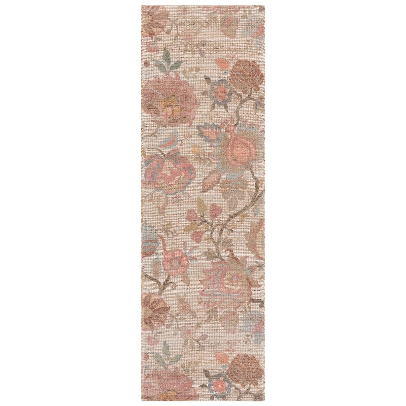 SAFAVIEH Handmade Saffron Aniko Jute & Chenille Rug - 2'3" x 8' Runner - Ivory/Pink