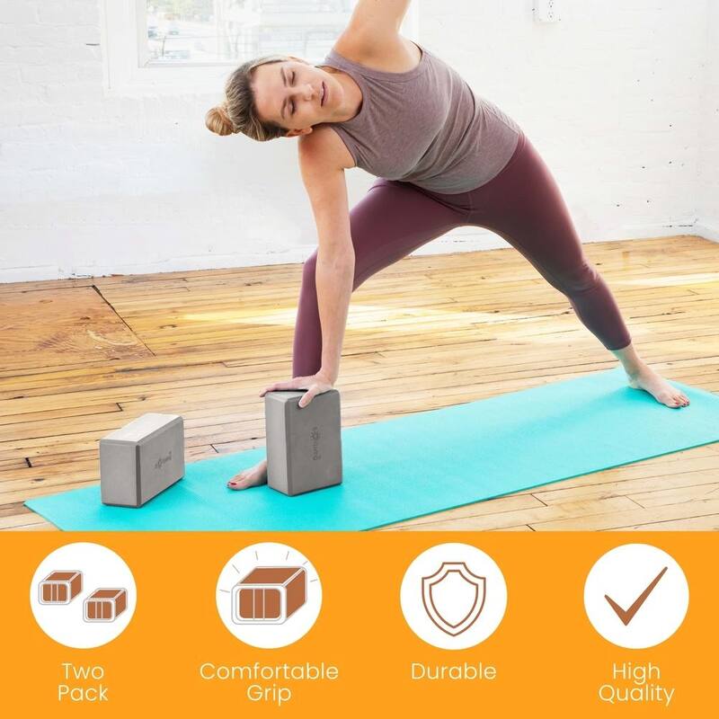 Sol Living Exercise Non Slip Foam Yoga Block 4" x 6" x 9" - 2 Pack