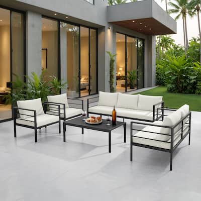 Corvus Gamba 5-piece Outdoor Iron Patio Seating Set with Coffee Table