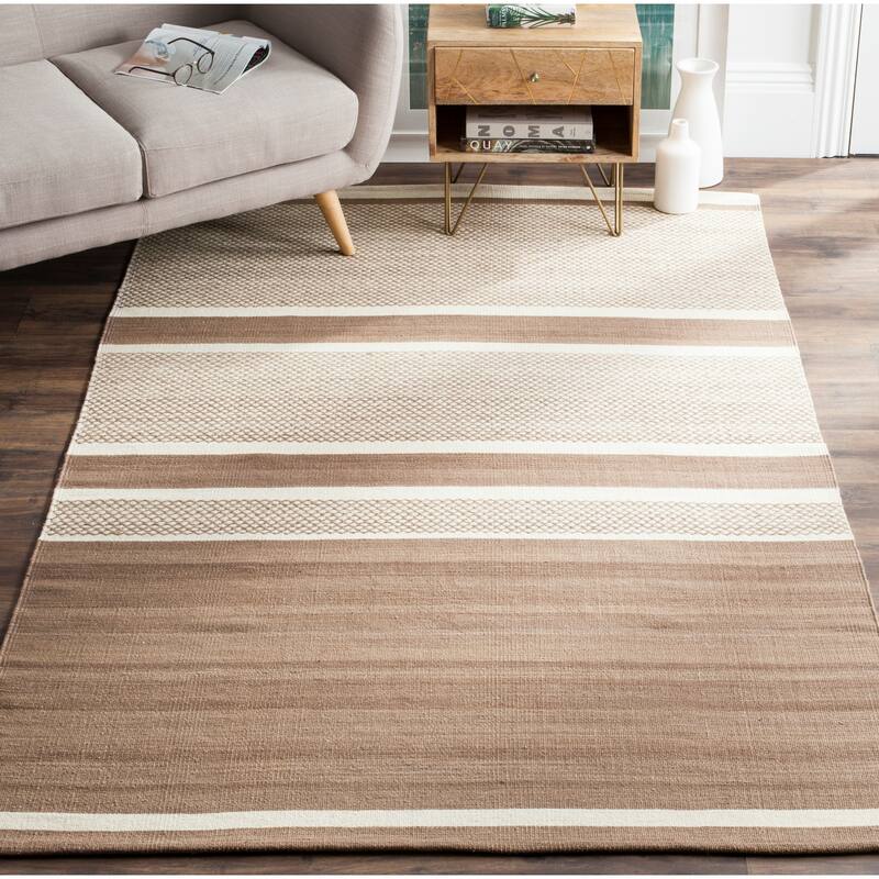 SAFAVIEH Handmade Flatweave Kilim Deva Wool Rug - 9' x 12' - Brown/Ivory