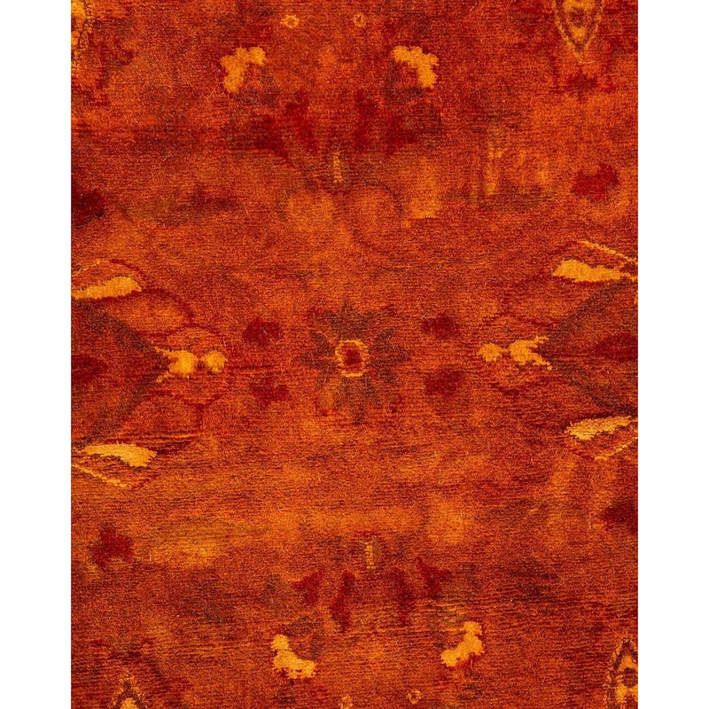 Overton Hand Knotted Wool Vintage Inspired Modern Contemporary Overdyed Gold Runner Rug - 2' 7" x 7' 2"