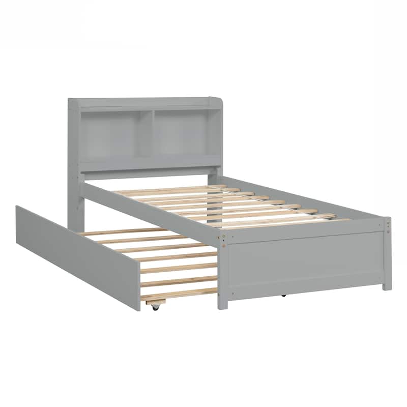 Twin Bed with Trundle,Bookcase