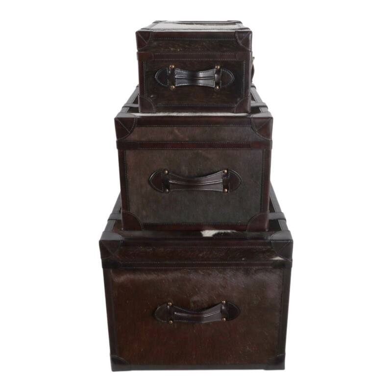 Storage Trunks with Buckle Detail - Set of 3 - 17", 15", 11" Multi - 27.0"