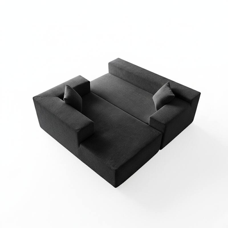 103.54" L-Shaped Modern High-Density Sponge Velvet Modular Sectional Sofa with Chaise & Pillows