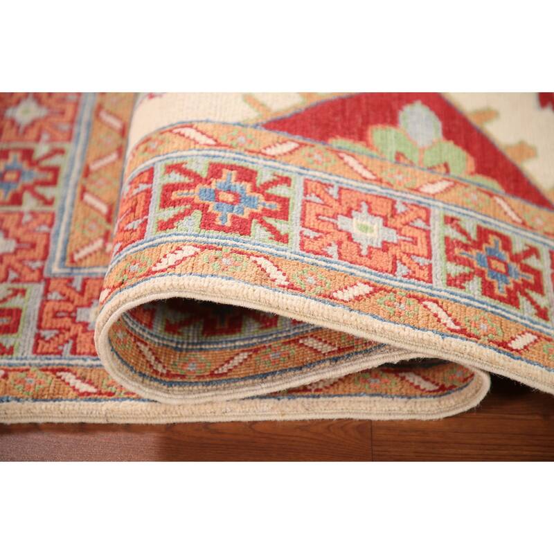 Geometric Kazak Oriental Accent Rug Handmade Wool Carpet - 3'4"x 5'0"
