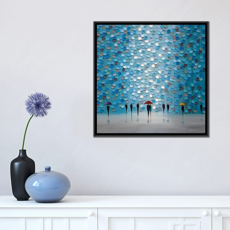 iCanvas "3 Tiny Umbrellas" by Ekaterina Ermilkina Framed Canvas Print