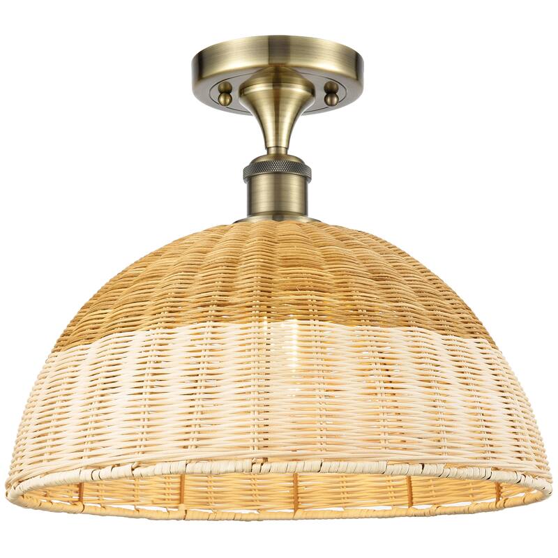 Innovations Lighting Endless Possibilities Ballston - Bristol Natural II - 1 Light 16" Semi-Flush Mount - Antique Brass