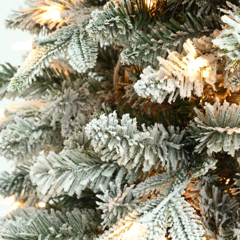 5Ft Pre-Lit Full Artificial Flocked Christmas Tree - 60" H x 33.9" W x 33.9" D
