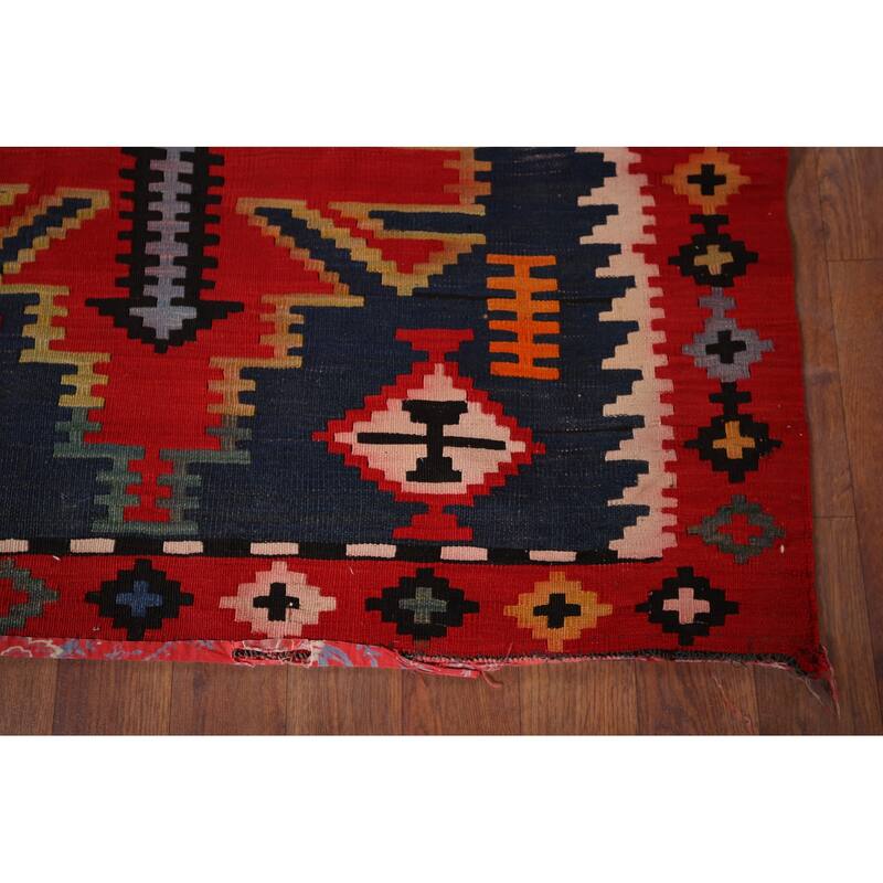 Vegetable Dye Shirvan Antique Area Rug Hand-Woven Wool Carpet - 5'6" x 11'5"