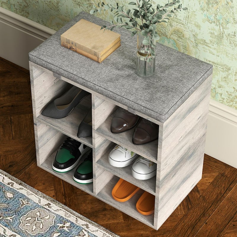 Entryway Shoe Bench with Storage, Padded Seat 20inch