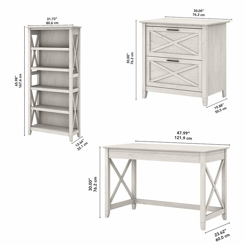 Key West 48W Writing Desk with Cabinet and Bookcase by Bush Furniture