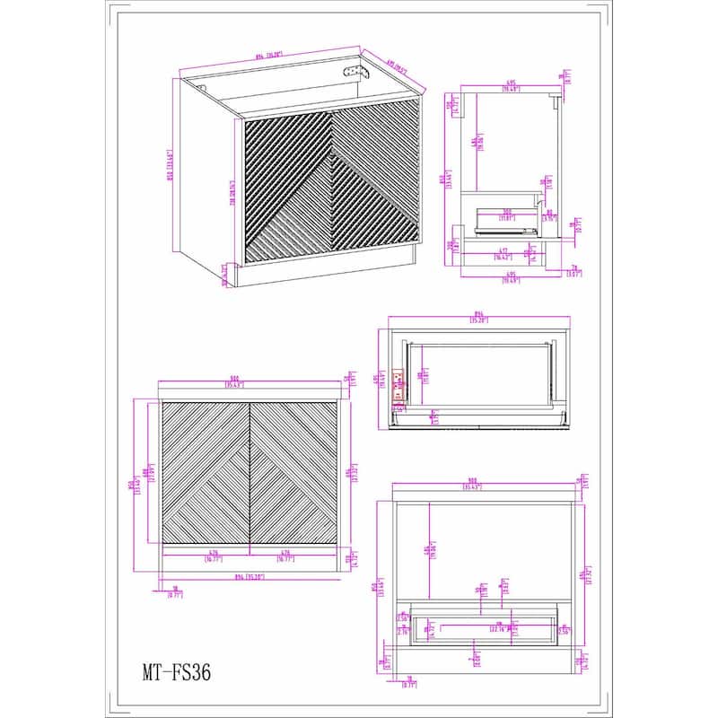 Milano 36" Freestanding Bathroom Vanity with Reinforced Acrylic Sink