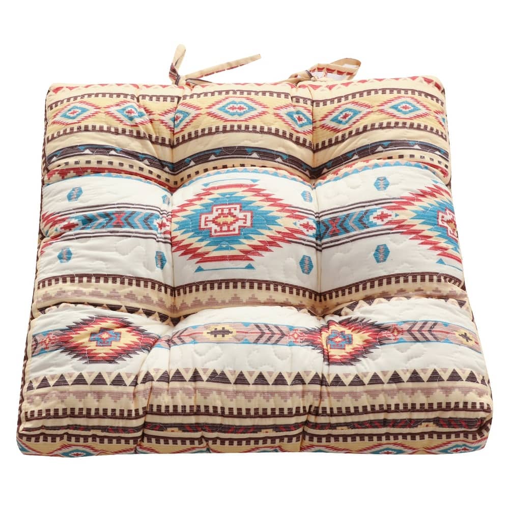 Barefoot Bungalow Triple Layered Chair Pad - Seat Cushion - with Ties - 18 inches x 18 inches