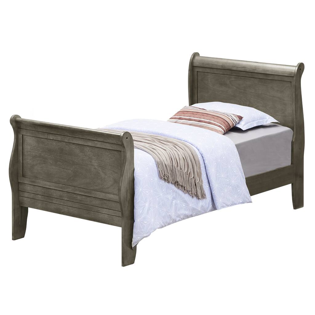 Traditional Gray Twin Bed For Cozy Spaces(Only Bed)