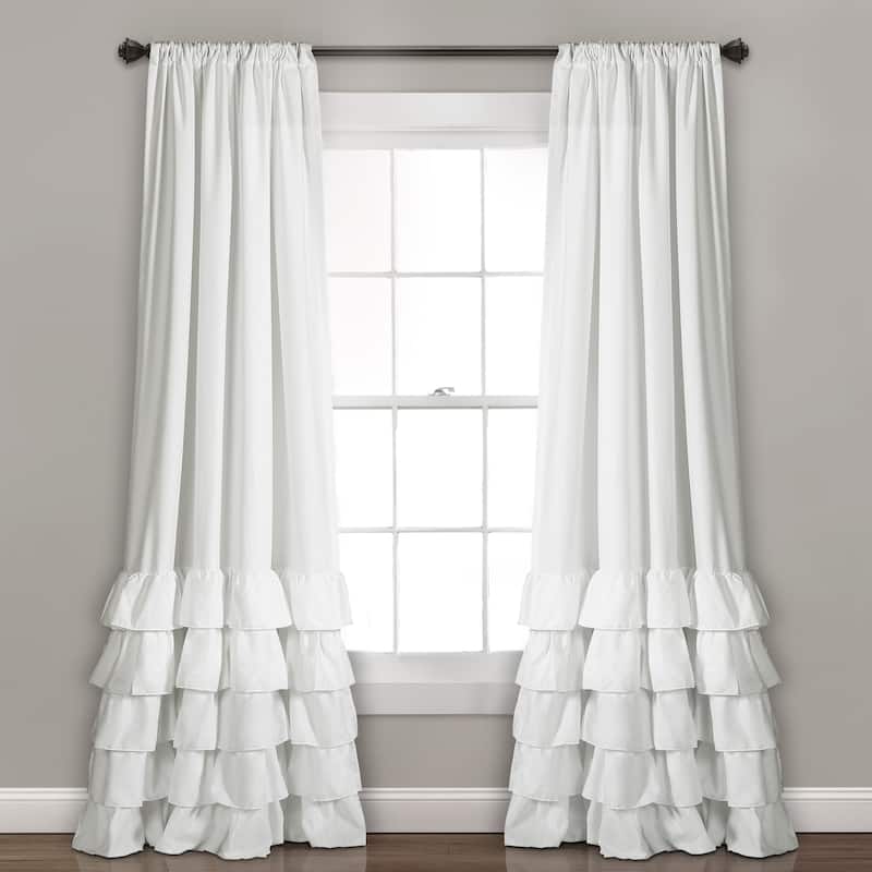 Lush Decor Allison Ruffle Window Curtain Panel Pair - 40"w x 84"l - White