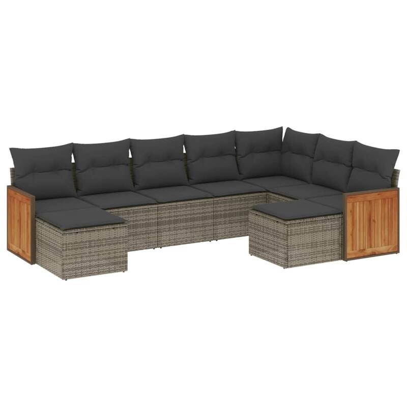 vidaXL Patio Sofa Set with Cushions Outdoor Conversation Furniture Poly Rattan