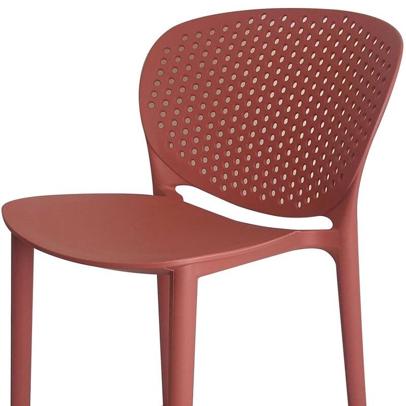 HomeRoots Set of Four 30" Orange Heavy Duty Plastic Low Back Bar Height Bar Chairs