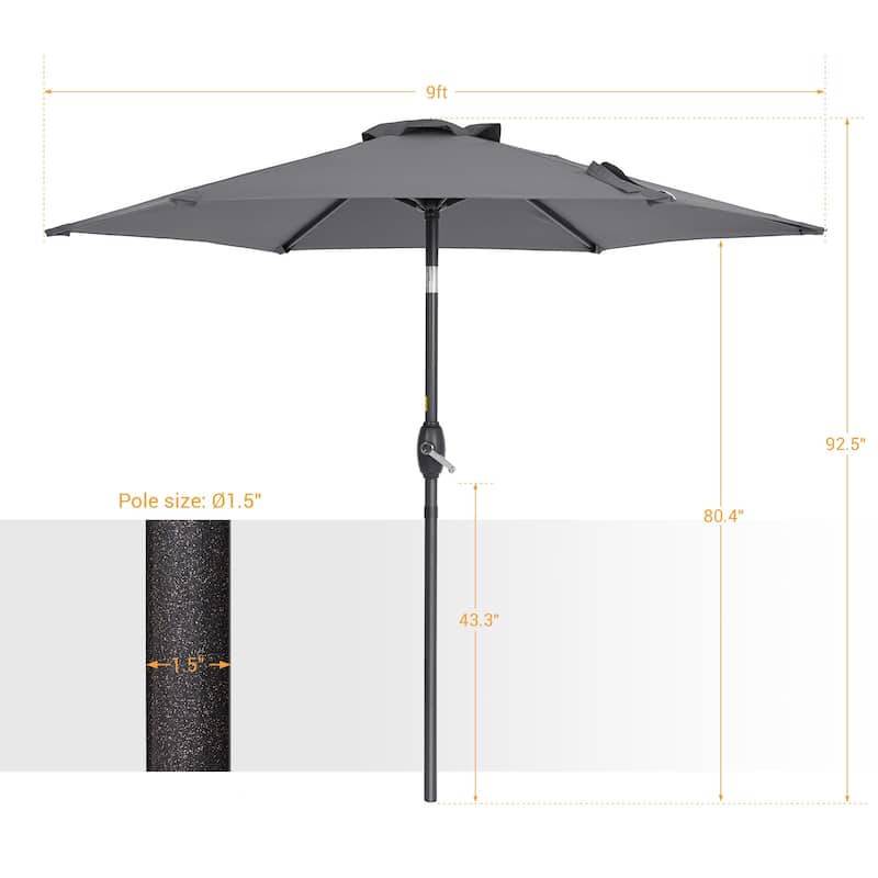 BONOSUKI 9ft Patio Umbrella,Outside Deck Table Umbrella,w/Tilt Crank