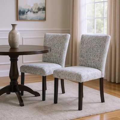 HomeRoots Set of Two Light Gray and Black Upholstered Fabric And Wood Dining Side Chairs - 21.22 in. x 40.24 in. x 18.03 in.