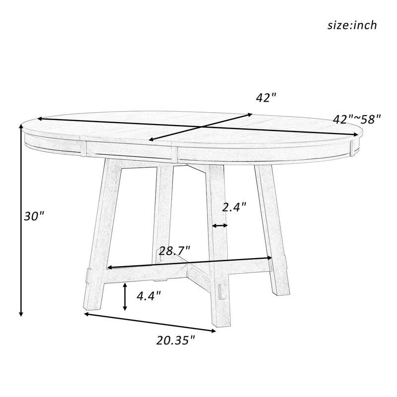 Farmhouse-style Round Extendable Dining Table For Dining Room,Solid Wood Dining Table