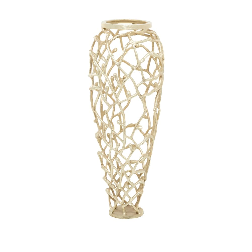 Aluminum Metal Cutout Coral Decorative Vase - Gold or Silver - Roche River Decor