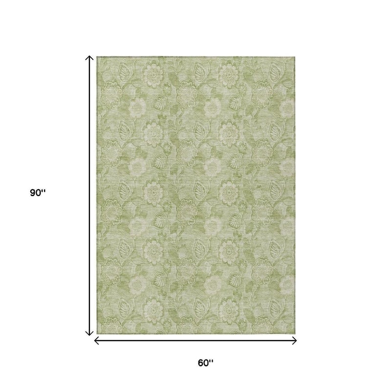 HomeRoots Floral Transitional Rectangle Outdoor Rug