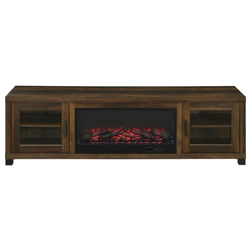 Havering 71-Inch TV Stand Fireplace Media Console Dark Pine
