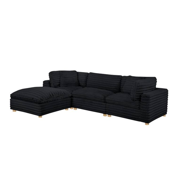 Best Quality Furniture 4-Piece Section Corduroy Modular