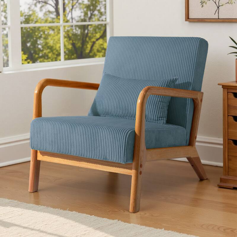 Mid-Century Upholstered Accent Chair with Wood Frame