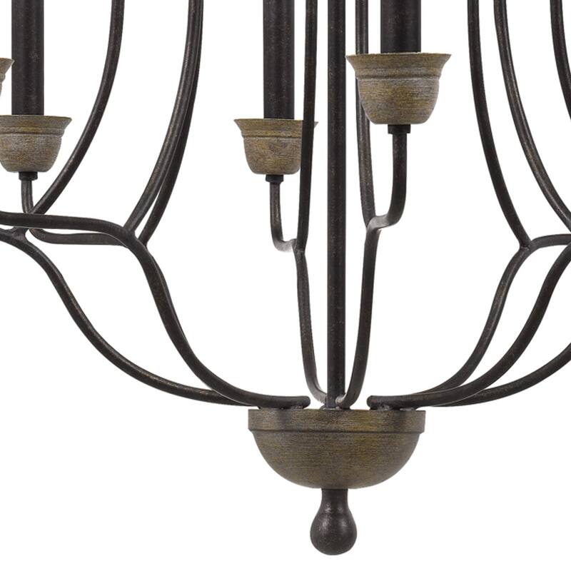 8 Light Chandelier with Textured Bronze Tubular Metal Frame for Dining Room, Kitchen, or Living Room Lighting - 33.75