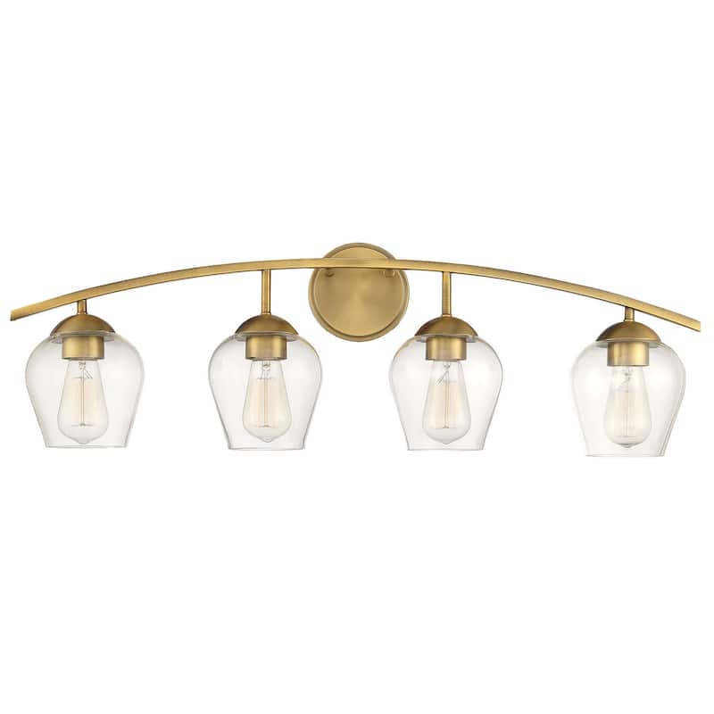 Meridian M80033 4 Light 33" Wide Bathroom Vanity Light with Clear - Natural Brass