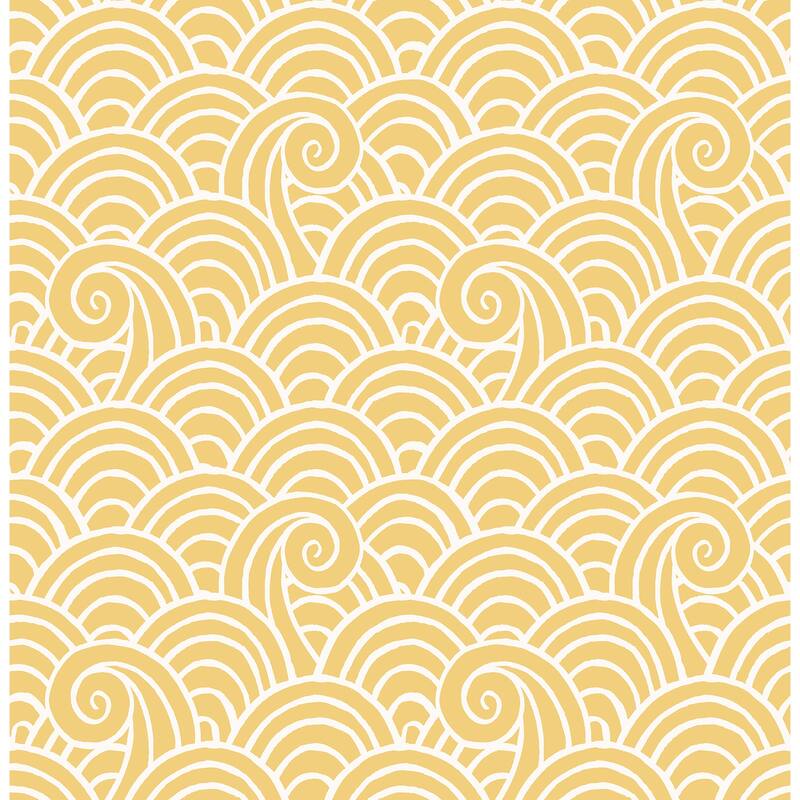 A-Street Prints Alorah Yellow Wave Wallpaper