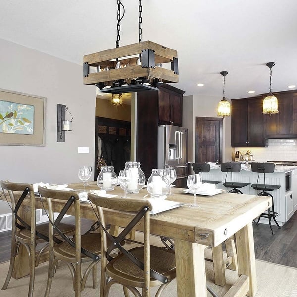Shop Lnc Farmhouse 6 Light Wood Chandeliers Rustic Kitchen Island Lighting 22 X 11 25 X 11 75 22 X 11 25 X 11 75 Overstock 25454923