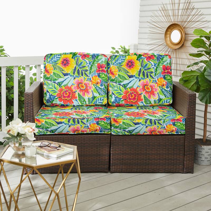 Sorra Home Pensacola Multi Outdoor/Indoor Deep Seating Loveseat Cushion Set 22.5in x 22.5in x 5in - 22.5in x 22.5in x 5in