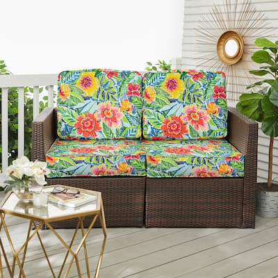 Sorra Home Pensacola Multi Outdoor/Indoor Deep Seating Loveseat Cushion Set 22.5in x 22.5in x 5in