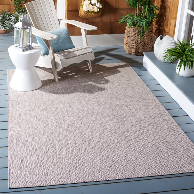 SAFAVIEH Courtyard Lumturie Indoor/Outdoor Waterproof Patio Rug - 4' x 5'7" - Beige/Beige