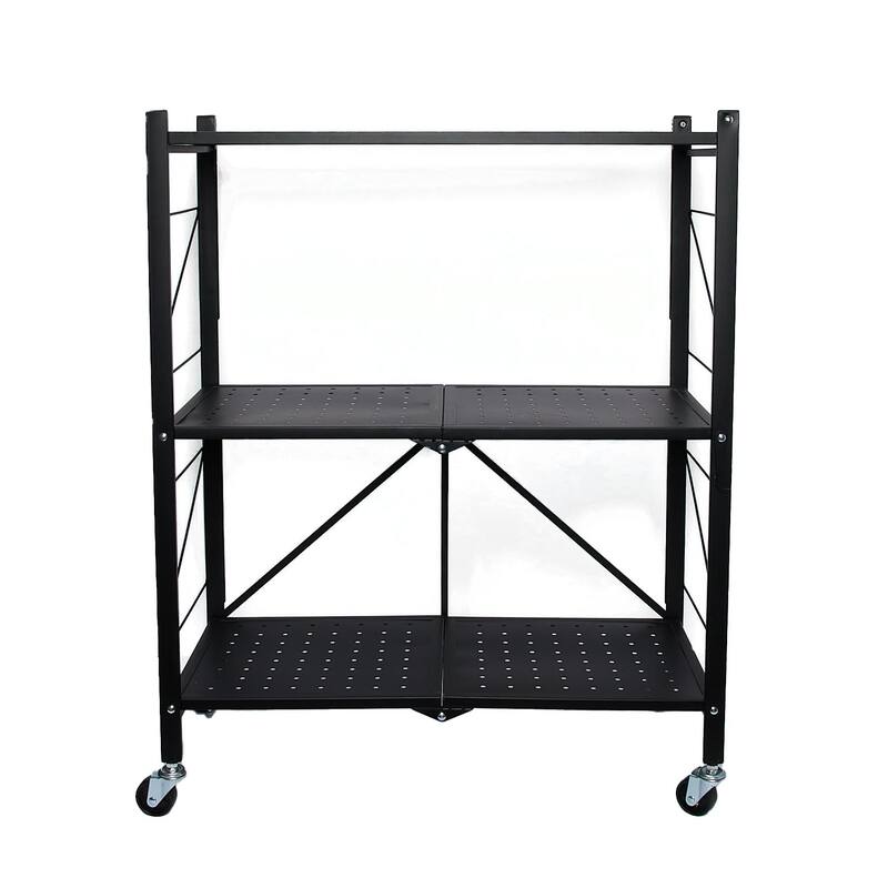 Household Essentials Metal 3-Tier Foldable Utility Rack - 26.8"L x 13.8"W x 33.8"H