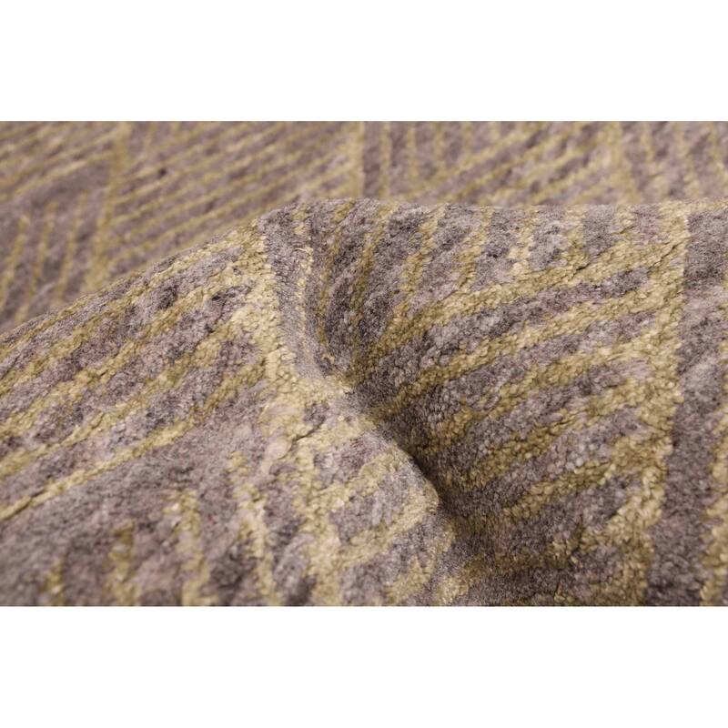 ECARPETGALLERY Hand Loomed Elysian Dark Grey Silk, Wool Rug - 5'11 x 8'11